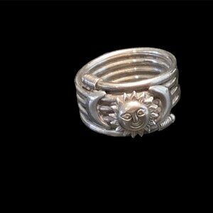 Ring Triple Moon Goddess Silver Coiled Approx Ring Size 10